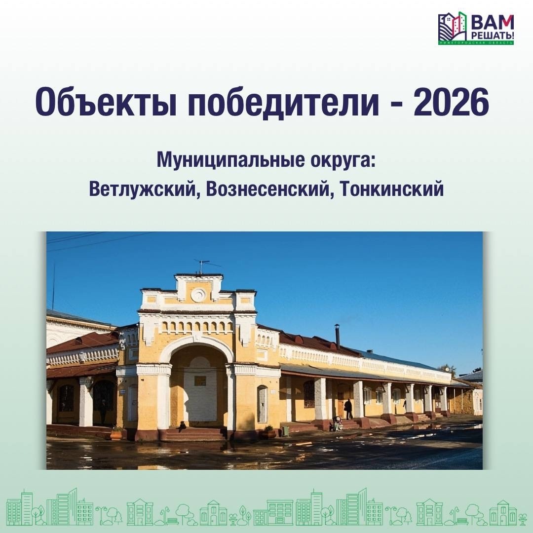 Победители — 2026. Муниципальные округа: Ветлужский, Вознесенский, Тонкинский.